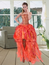 High Low Multi Color Strapless Dama Dresses with Beading and Ruffles QDZY251TZBFOR