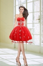 Hot Sale Ball Gown Sweetheart Appliques Red Dama Dresses for 2015 XFNAOA38TZBFOR