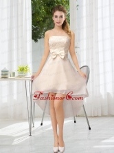 Luxurious Strapless A Line Dama Dress with Belt and Lace BMT021AFOR