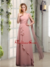 One Shoulder Empire 2015 Dama Dresses with Ruching BMT013DFOR