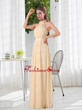 Popular Empire Halter Ruching Dama Dress with Hand Made Flowers BMT016CFOR