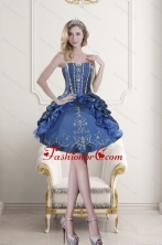 Popular Sweetheart Blue Embroidery and Beading Dama Dresses for 2015 XFNAOA62TZBFOR
