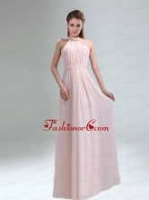 Romantic 2015 High Neck Chiffon Light Pink Dama Dress BMT009BFOR