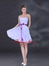 Ruching and Belt Chiffon Dama Dress in Lavender BMT026DFOR 