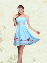 Strapless A Line Ruching Sequins Chiffon Dama Dresses BMT017CFOR 