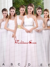 White Ruching Empire Dama Dresses for 2015 BMT025FOR