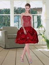 Wine Red Pretty Strapless 2015 Dama Dresses with Embroidery MLD090710TZBFOR