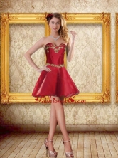 2015 Cheap Sweetheart Wine Red Short Prom Dresses with Beading ZY775TZCFOR
