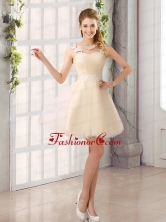 2015 Decent Straps Appliques Prom Dress with Mini Length BMT019FFOR