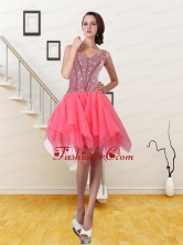 2015 New Style Watermelon Red A Line Straps Prom Dress with Sequins QDDTA8001FOR