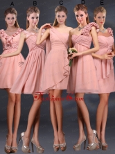 2015 Ruching Chiffon Prom Dresses in Peach BMT028FOR