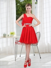 2015 The Most Popular One Shoulder A Line Prom Dresses with Ruching BMT001AFOR