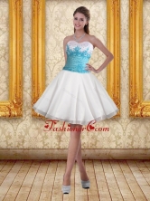 2015 White Sweetheart Prom Dresses with Blue Embroidery  QDML059TZCFOR