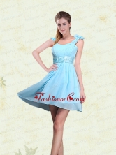 A Line Straps 2015 Prom Dresses with Ruching and Bowknot BMT017AFOR