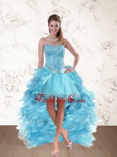 Baby Blue Sweetheart High Low Prom Dresses with Ruffles and Beading QDZY109TZBFOR