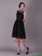 Best Selling 2016 Bateau Belt Laced Prom Gowns in Black DBEE669FOR