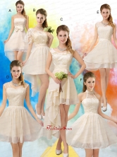 Champagne Chiffon Lace Up Prom Dress for 2015 BMT021FOR