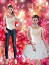 Cheap 2015 Mini Length High Neck Prom Dresses with Cap Sleeves SJQDDT44004FOR