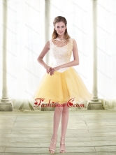 Decent 2015 Halter Top Prom Dresses with Beading for Cocktail SJQDDT43003FOR