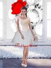 Discount Beaded High Neck Prom Dresses with Cap Sleeves SJQDDT44003FOR