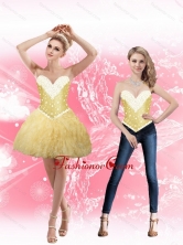 Exclusive Sweetheart Beaded and Ruffles Prom Dresses in Gold for 2015 SJQDDT82004FOR