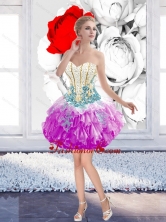 Inexpensive 2015 Mini Length Beaded Prom Dresses with Appliques SJQDDT39003-3FOR