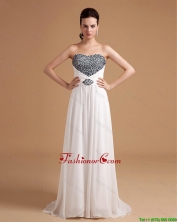 New Arrival Sweep Train Beading Prom Dresses in White  DBEE405FOR