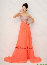 New Arrivals One Shoulder Prom Dresses with High Slit and Sequins DBEE066FOR