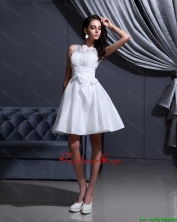 New Style White A Line Prom Gowns with Lace and Bowknot DBEE496FOR