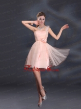 One Shoulder A Line Tulle Prom Dresses with Hand Made Flowers BMT022BFOR