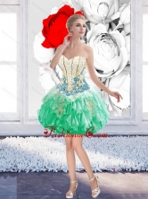Pretty Ball Gown Beaded Mini Length Prom Dresses with Appliques SJQDDT39003-1FOR