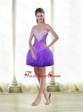 Short Beaded and Ruffles Prom Dresses in Purple for Cocktail SJQDDT84003FOR