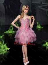 Short Sweetheart Elegant Prom Dresses with Beading in Baby Pink SJQDDT77003FOR