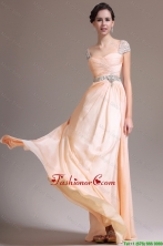 Suitable Empire Straps Beaded Prom Dresses with Cap Sleeves DBEE136FOR