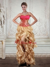Unique Strapless Multi Color Prom Dresses with Beading and Embroidery QDZY429TZBFOR