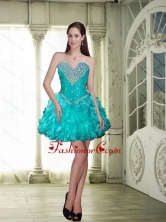Wonderful 2015 Beaded and Ruffles Prom Dresses in Teal SJQDDT87003FOR