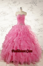 2015 Ball Gown Organza Quinceanera Dresses with Beading and Ruffles FNAO724FOR