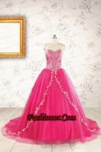 2015 Beautiful Hot Pink Quinceanera Dresses with Beading and Appliques FNAO5935-2FOR