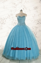 2015 Brand New Style Ball Gown Beading Quinceanera Dress in Baby Blue FNAO5899FOR