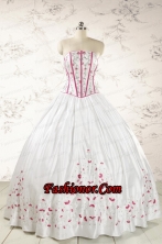2015 Cheap Strapless Quinceanera Dresses with Appliques FNAO670FOR