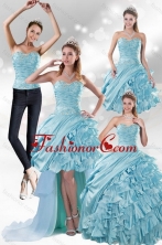 2015 Custom Made Aqua Blue Quiceanera Dresses in Taffeta XFNAO158TZA2FOR