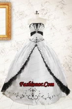 2015 Customize Embroidery White and Black Quinceanera Dresses FNAO102FOR 
