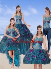 2015 Detachable Multi Color Quinceanera Gown with Hand Made Flower and Pick Ups QDZY321TZA2FOR