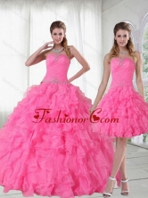 2015 Detachable Strapless Quinceanera Dress with Beading and Ruffles PDZY724TZFOR