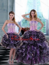 2015 Elegant Appliques and Ruffles Quinceanera Dresses in Multi Color XFNAO5744TZFOR