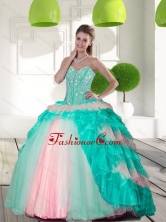 2015 Elegant Beading and Ruffled Layers Quinceanera Gowns in Multi Color QDDTA40002FOR 