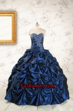 2015 Exclusive Appliques Navy Blue Quinceanera Dresses FNAO883FOR