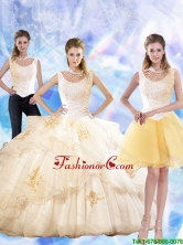 2015 Fall Elegant Appliques and Beaded Quinceanera Dresses in Champagne SJQDDT43001FOR