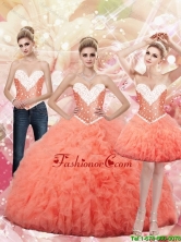 2015 Fall New Style Sweetheart Watermelon Quinceanera Dresses with Beading SJQDDT89001FOR