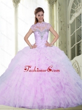 2015 Inexpensive Ball Gown Quinceanera Dresses with Beading and Ruffles SJQDDT2002FOR